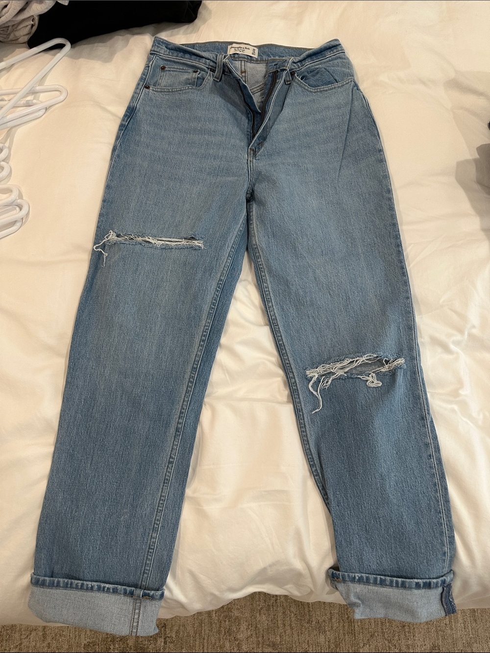 Abercrombie & Fitch Light Blue Distressed Boyfriend Jeans